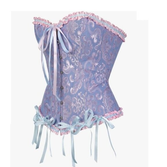 Women's Lace Up Boned Overbust Corset Body shaper top Halloween costume Retro - Picture 3 of 5